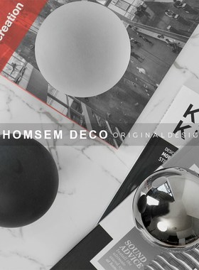 现代简约轻奢几何l电镀磨砂玻璃水晶圆球摆件样板房间书房软装饰