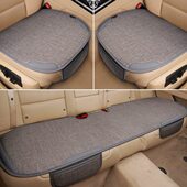 汽车坐垫三件套四季 凉垫半包座垫后排座套 通用单片亚麻无靠背夏季