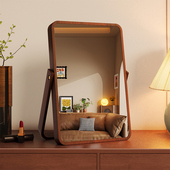 复古实木化妆镜台式 桌面家用梳妆台女生卧室便携折叠大镜子梳妆镜