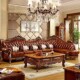 欧式 真皮沙发转角组合转角贵妃头层牛皮实木雕花奢华别墅客厅家具