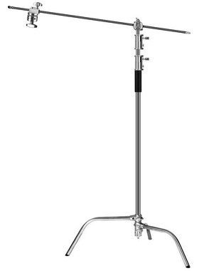 力飞摄影灯魔术腿灯架C型架40寸加粗顶灯架横杆黑色3.3米不锈钢横