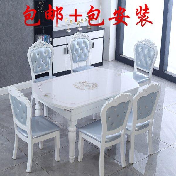 餐桌椅组合现代简约实木饭桌可折叠伸缩家用小户型电磁炉圆形桌子,住宅家具,玻璃餐桌,淘宝优惠券,粉丝福利购,淘宝优惠卷