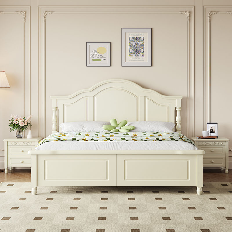 美式实木床1.8米现代简约家具主卧床公主双人床1.5米床储物轻奢床