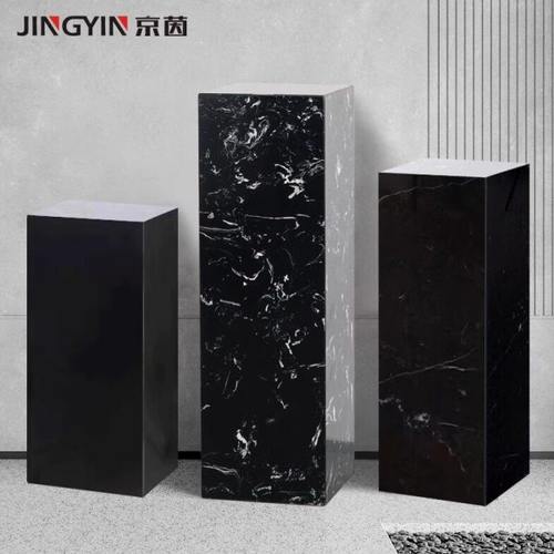 意式极简大理石底座方形石墩玄关雕塑展台客厅装饰花架沙发边几