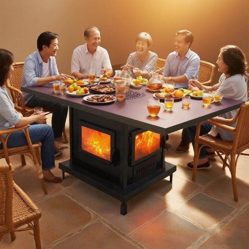 沃贝斯四面观火真火茶几壁炉x客厅庭院长方形烤火炉取暖桌取暖器