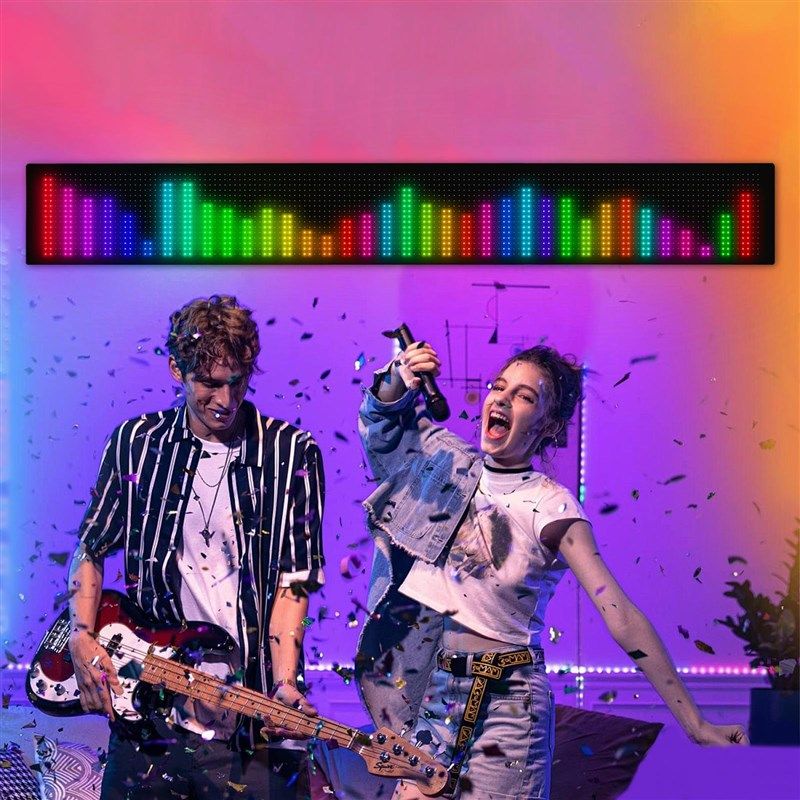 电竞房间装饰氛围灯时钟像素LED显示屏DIY编辑屏幕文字动画拾音灯