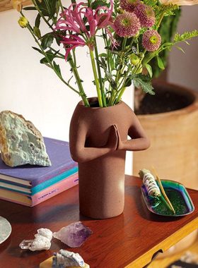 Doiy现代简约保佑禅意平安如意花瓶摆件陶瓷佛系盆客厅生日礼物