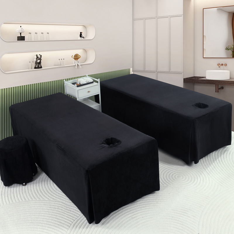 牛奶绒美容床罩单件2025新款冬季D黑色耐脏高级感按摩推拿带洞床