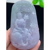紫罗兰普贤菩萨吊坠 手工精雕 缅甸天然A货玉石翡翠 老坑冰种