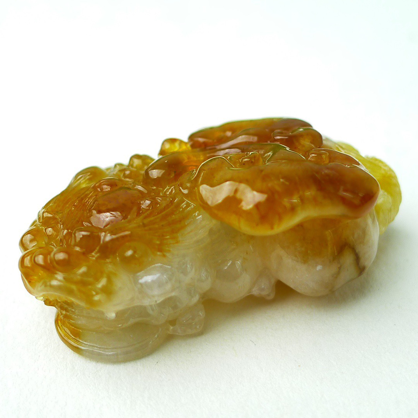 缅甸天然A货玉石翡翠 老坑冰种手工精雕俏色冰种 红黄翡 貔貅吊坠