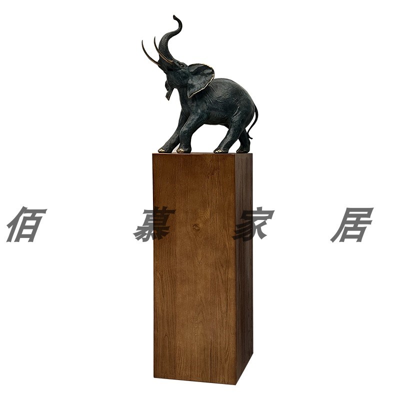 方形木墩矮凳原木摆件茶几实木墩子树桩底座老榆木边几侘寂风花架