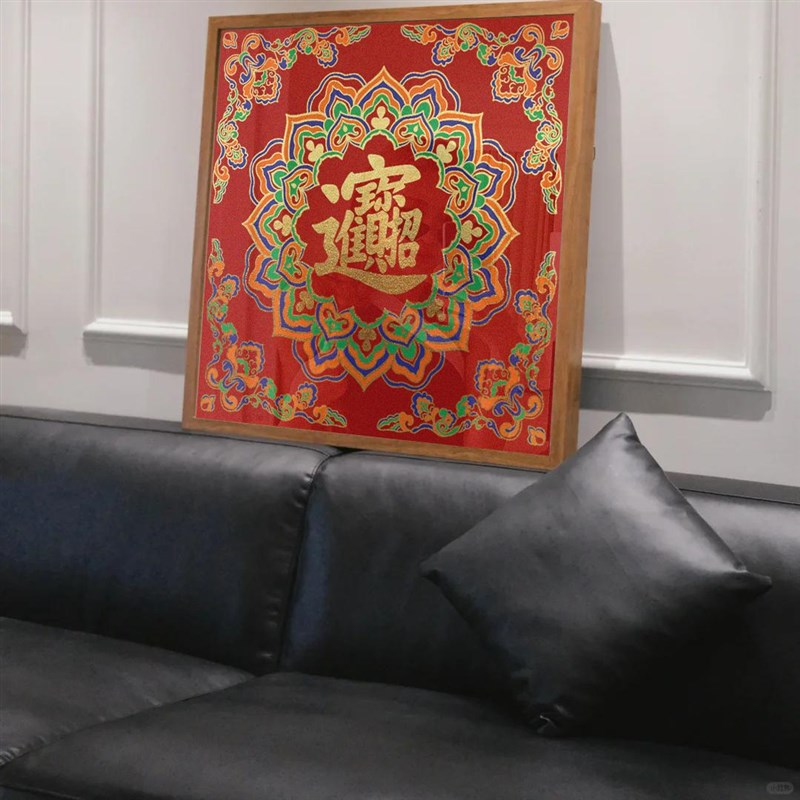 招财进宝手工diy手绘描金招财手写diy画稿挂画油画diy填充