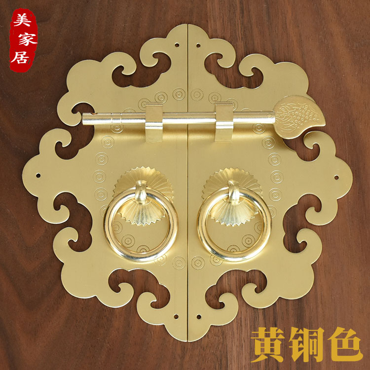 中式仿古纯铜花圆光拉手书柜衣柜橱柜门圆形M拉环把手家具五金配