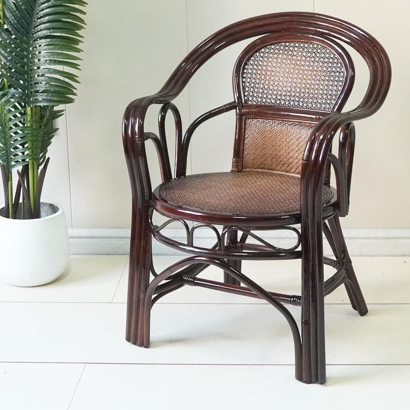天然印尼真藤椅单人家用书房椅职员靠背滕椅子老人办公椅棕绳座面
