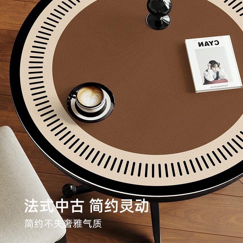 圆桌垫中古风圆形餐桌布防水防油免洗茶几垫子桌面保护垫台布盖布