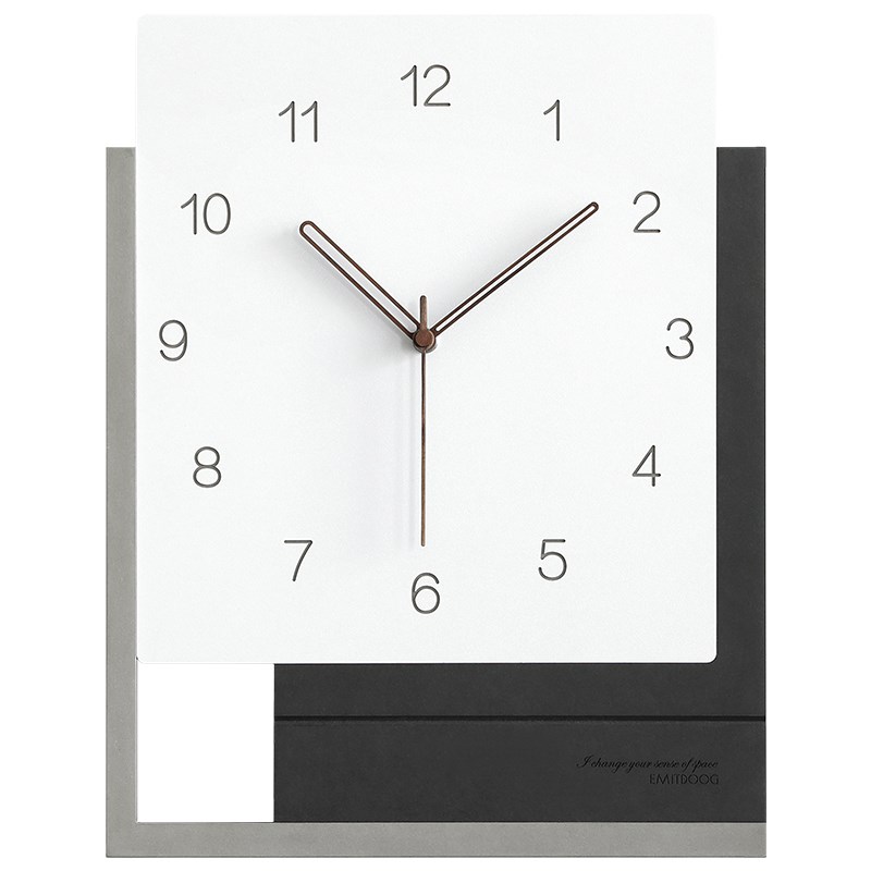 满得达免打孔方形挂钟客厅钟表时钟挂墙现代简约餐厅个性墙挂表