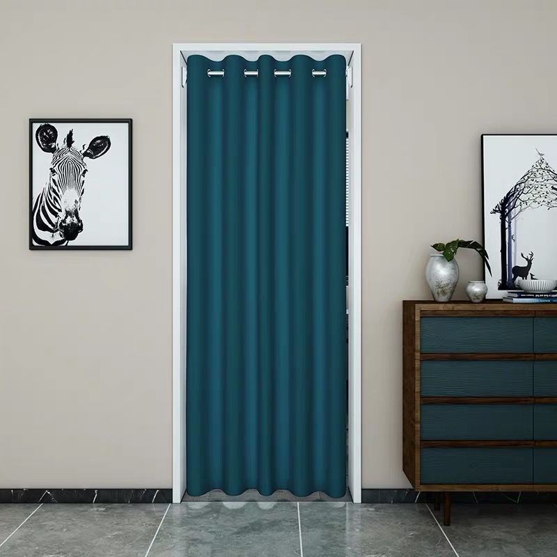 免打孔门帘隔断帘遮挡布帘家用布艺空调帘试衣间更衣室卫生间卧室