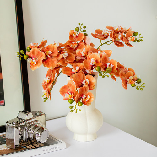 收获小屋仿真花高品质蝴蝶兰客厅装饰花瓶摆件假花餐桌花摆设花束