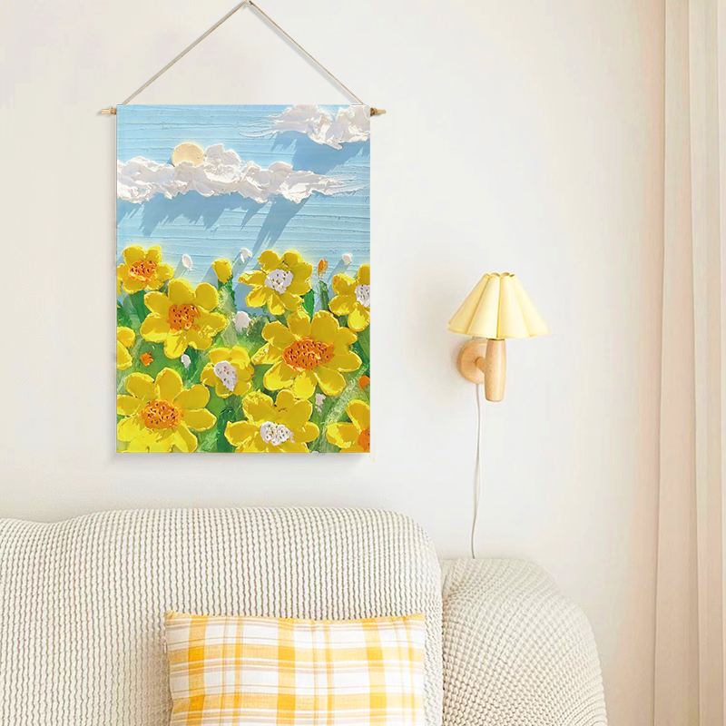 网红清新治愈布艺挂画墙壁装饰画出租房背景布遮挡电表箱定制logo