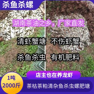 1吨养龙虾清塘专用茶枯茶粕茶麸茶籽饼颗粒不伤虾杀杂鱼杀螺肥塘
