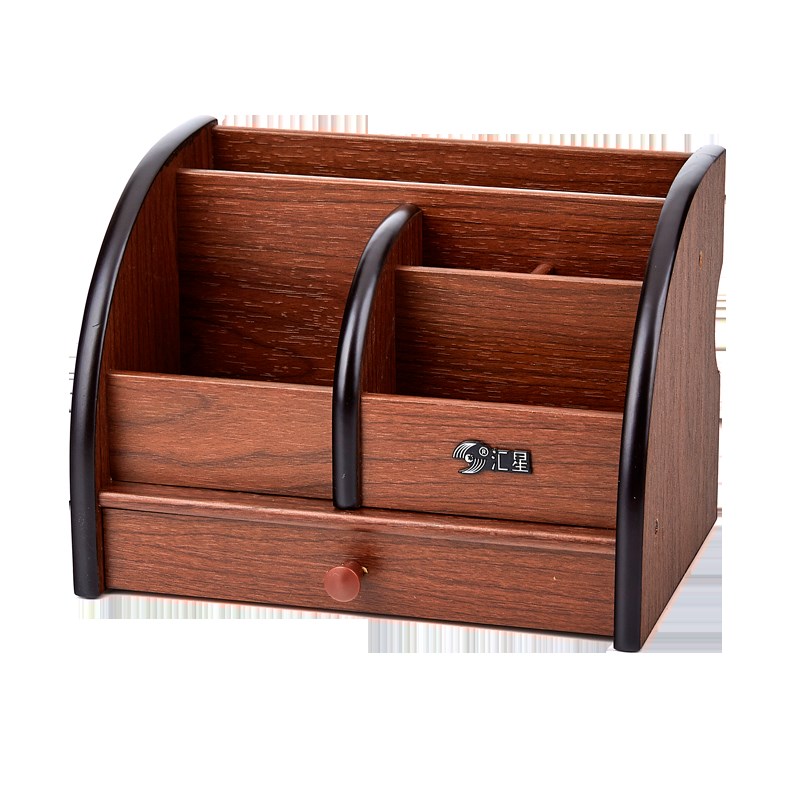 经典木质多功能笔筒桌面办公用组合遥控器化妆品手机收纳盒纪念品