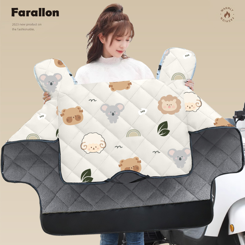 小型电动车挡风被冬款加绒加厚双面防水摩L托电动车防风罩冬季新