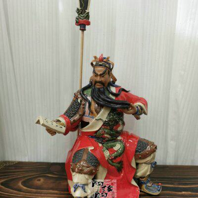 陶瓷工艺品 石湾公仔 关公 关云长 夜读兵书