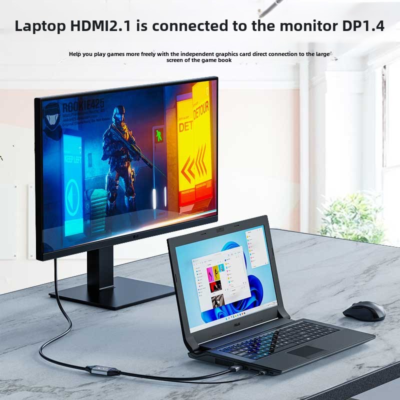 魔兽HDMI 2.1到Dp笔记本电脑Ps5连接显示器8K高清电缆4K@144Hz 2K