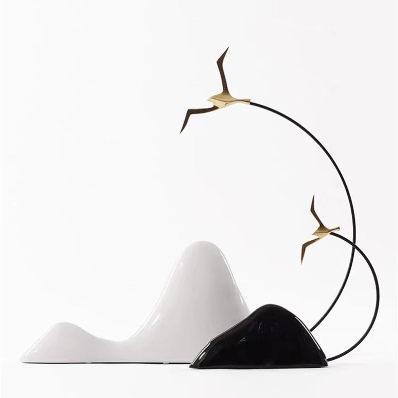 现代简约创意海鸥摆件样板房售楼处桌面茶几玄关软装饰品工艺品