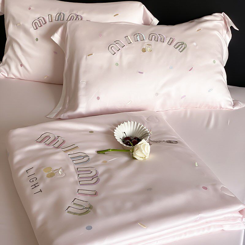 少女心夏季LF兰精天丝夏凉被四件套刺绣可水洗凉感裸睡空调薄被子