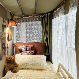 不小心床帘橄榄绿学生寝室蚊帐女生宿H舍上下铺强遮光U型轨道床帘