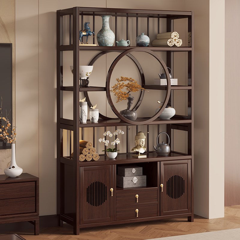 中式博古架茶室置物柜茶叶茶具收纳展示架子非实木隔断客厅多宝阁