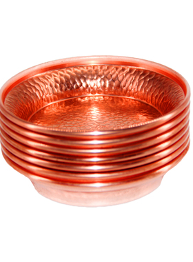 西行人  供盘法会供朵玛红铜紫铜手工打磨一套七个烟供盘香薰盘