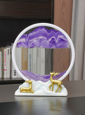 新中式流沙画g鹿摆件客厅电视柜酒柜书柜装饰品摆设乔迁新居礼物