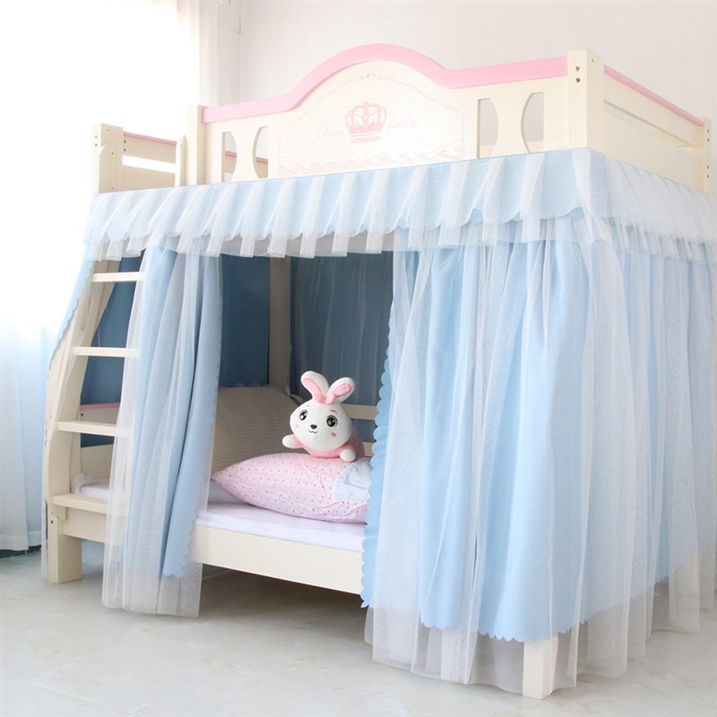 家用子母床下铺纯色m遮光床帘儿童床蚊帐高低床遮挡帘上下床遮光