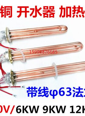 63法兰盘 开水器加热管 全铜加热棒 3KW4.5KW6KW9KW12KW 开水炉