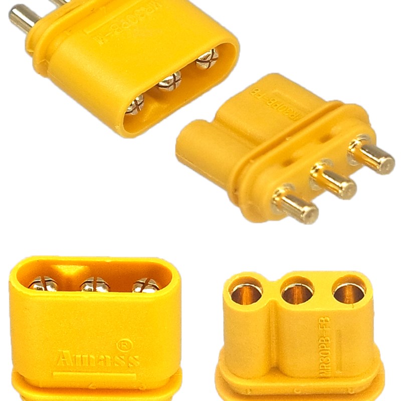 Amass三芯板对板立式公母对插连接器 MR30PB-FB/M无人机香蕉插头