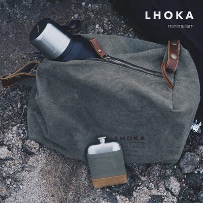 LHOKA酒壶保护套配赠bold系列户外便携随行烈酒不锈钢复古帆布