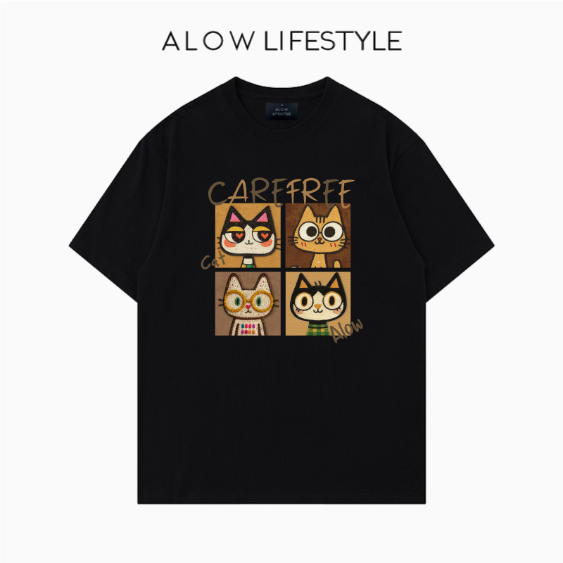 【正品】ALOW LIFESTYLE生活系列 女装动物拼图 宽松纯棉短袖t恤