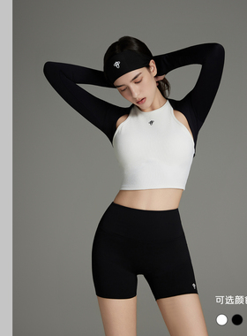 TSlo运动披肩背心短裤套装三件装户外高尔夫瑜伽休闲薄款显瘦