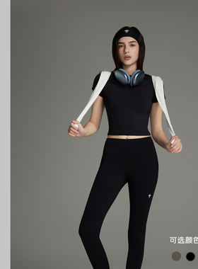 TSlo运动短袖瑜伽服提臀裤两件套户外高尔夫休闲显瘦黑白色