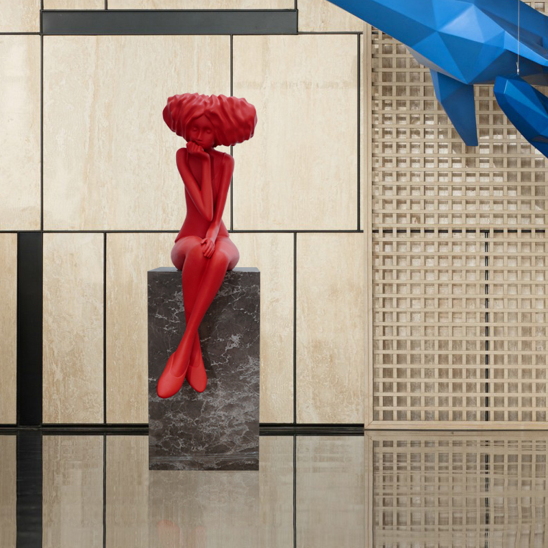 样板房间大型落地雕塑人物摆件艺术品售楼部酒店抽象玻璃钢装饰