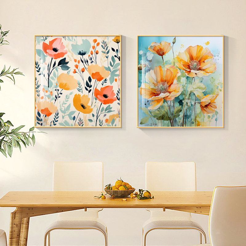 花卉饭厅画油画饭厅装饰画客厅沙发背景墙挂画现代艺术抽象牀头画