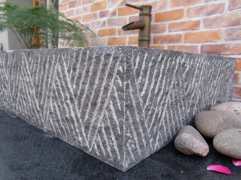 大理石洗脸盆复古石头台上盆仿古纹理道石材水池子原石洗手盆中式