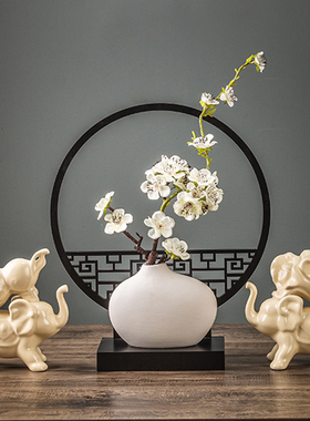 新中式家居家里房屋玄关装修装饰品茶室禅意创意大象X小工艺品摆