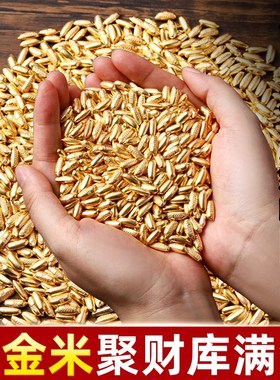 实心沙金米粒摆件聚米生金迷你金米聚宝盆办公室工位Y发财创意配