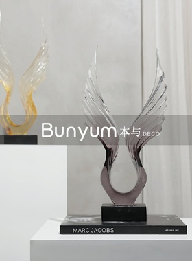 现代简约创意艺术翅膀雕塑摆件样板间家居售楼处酒柜玄.关软装饰