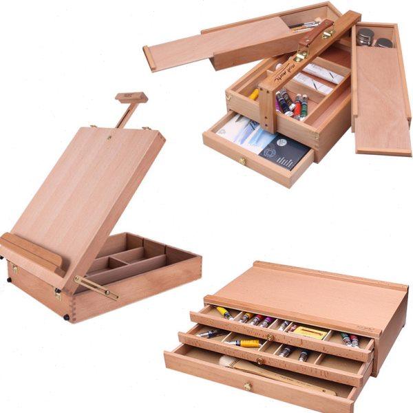 蒙玛特榉木抽屉实木制画架画盒桌面折叠油画箱便携工具收纳箱带抽,文具电教/文化用品/商务用品,画板/画架/速写板,淘宝优惠券,粉丝福利购,淘宝优惠卷