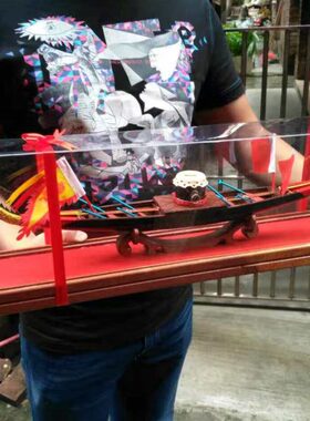 模型办公区中式 鸡头龙 传统龙舟 手工制作端午节礼物帆船摆件