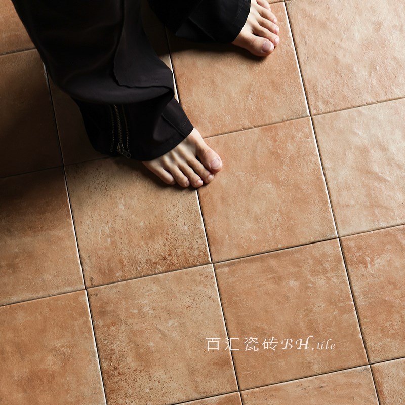 中古风覆古哑光陶土色方砖v客饭厅厨卫阳露台地砖店铺家工装瓷砖